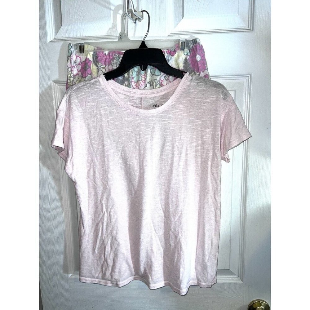 XHILARATION Womens Sleepwear Soft Pink 2-Piece Tee and Shorts PJ Set